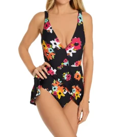 Anne Cole Island Bloom Plunge Swim Dress 20MD60I -Pour Moi Bikinis Shop anne cole anne01 20md60i cs1