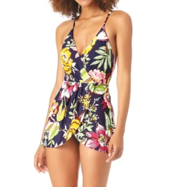 Anne Cole Tropical Bloom Surplice Maillot Swim Dress MD61061