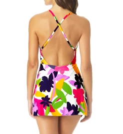 Anne Cole Lush Garden Surplice Maillot One Piece Swim Dress MD61080 -Pour Moi Bikinis Shop anne cole anne01 md61080 bs