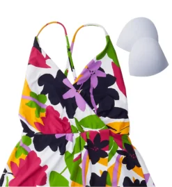 Anne Cole Lush Garden Surplice Maillot One Piece Swim Dress MD61080 -Pour Moi Bikinis Shop anne cole anne01 md61080 cs6