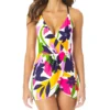 Anne Cole Lush Garden Surplice Maillot One Piece Swim Dress MD61080
