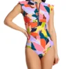 Anne Cole Petal Party Flutter Sleeve Zip One Piece Swimsuit MO07950 -Pour Moi Bikinis Shop anne cole anne01 mo07950 gs