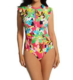 Anne Cole Cabana Party Flutter Zip One Piece Swimsuit MO07965