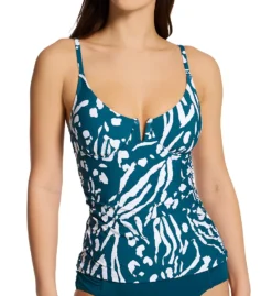 Anne Cole Jungle Fever V-Wire Tankini Swim Top MT25157
