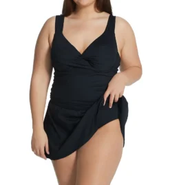Anne Cole Plus Size Live In Color Shirred Twist Swim Dress PD60601 -Pour Moi Bikinis Shop anne cole anne01 pd60601 cs1
