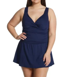 Anne Cole Plus Size Live In Color Shirred Twist Swim Dress PD60601