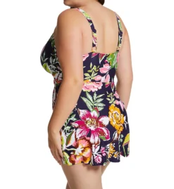 Anne Cole Plus Size Tropical Bloom Surplice Swim Dress PD61061 -Pour Moi Bikinis Shop anne cole anne01 pd61061 bs