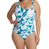 Anne Cole Plus Size Mari Botanical One Shoulder Swimsuit PO06666 -Pour Moi Bikinis Shop anne cole anne01 po06666 gs