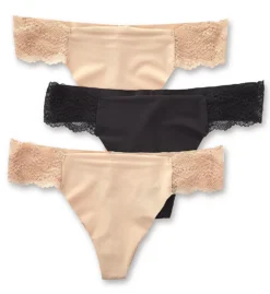 B.tempt'd By Wacoal B.bare Thong Panty - 3 Pack 970367 -Pour Moi Bikinis Shop b temptd by wacoal btmp01 970367 cs2