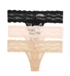 B.tempt'd By Wacoal Lace Kiss Thong - 3 Pack 970582 -Pour Moi Bikinis Shop b temptd by wacoal btmp01 970582 cs2