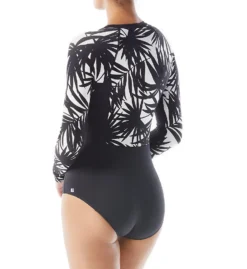 Beach House Seaside Palm Sculpt Long Sleeve One Piece Swimsuit H86980 -Pour Moi Bikinis Shop beach house beah01 h86980 bs