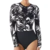Beach House Seaside Palm Sculpt Long Sleeve One Piece Swimsuit H86980