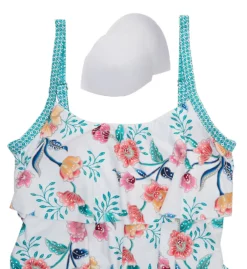 Beach House Woman Floral Fantasy Jane Ruffle Tankini Swim Top HW04096 -Pour Moi Bikinis Shop beach house woman bhw01 hw04096 cs6