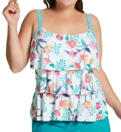 Beach House Woman Floral Fantasy Jane Ruffle Tankini Swim Top HW04096