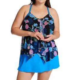 Beach House Woman Floral Fantasy Kerry Mesh Layer Tankini Swim Top HW04355 -Pour Moi Bikinis Shop beach house woman bhw01 hw04355 cs1