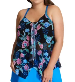 Beach House Woman Floral Fantasy Kerry Mesh Layer Tankini Swim Top HW04355