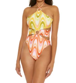 Becca Whirlpool Margot High Neck Halter 1 Pc Swimsuit 221137