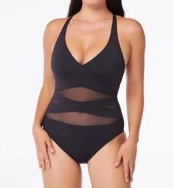 Bleu Rod Beattie Don't Mesh With Me V-Neck Mesh One Piece Swimsuit DM22754