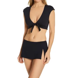 Bleu Rod Beattie Kore Tie Front Cap Sleeve Crop Swim Top K21199 -Pour Moi Bikinis Shop bleu rod beattie bleu01 k21199 cs1