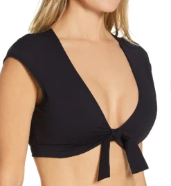 Bleu Rod Beattie Kore Tie Front Cap Sleeve Crop Swim Top K21199