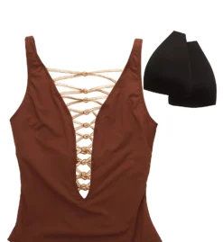 Bleu Rod Beattie Let's Get Knotty Lace Down One Piece Swimsuit KN22232 -Pour Moi Bikinis Shop bleu rod beattie bleu01 kn22232 cs6