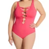 Bleu Rod Beattie Plus Size Ring Me Up Plunge One Piece Swimsuit R22207X -Pour Moi Bikinis Shop bleu rod beattie bleu01 r22207x gs