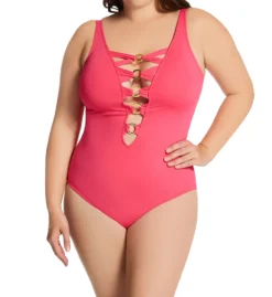 Bleu Rod Beattie Plus Size Ring Me Up Plunge One Piece Swimsuit R22207X