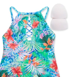 Bleu Rod Beattie Tropical Flight High Neck Tankini Swim Top TF23271 -Pour Moi Bikinis Shop bleu rod beattie bleu01 tf23271 cs5