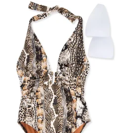 Bleu Rod Beattie Walk On The Wild Side Plunge One Piece Swimsuit WS22747 -Pour Moi Bikinis Shop bleu rod beattie bleu01 ws22747 cs6