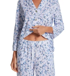 Carole Hochman Blue Toile 3/4 Sleeve Notch Collar PJ Set CH92454 -Pour Moi Bikinis Shop carole hochman caho01 ch92454 cs2