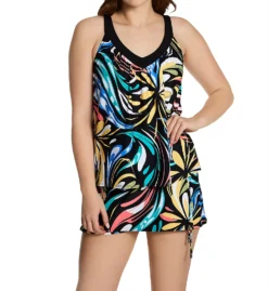 Coco Reef Retro Swirl V-Neck Bra Sized Tankini Swim Top U69382 -Pour Moi Bikinis Shop coco reef coco01 u69382 cs1