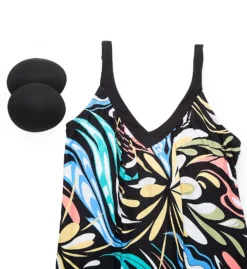 Coco Reef Retro Swirl V-Neck Bra Sized Tankini Swim Top U69382 -Pour Moi Bikinis Shop coco reef coco01 u69382 cs6