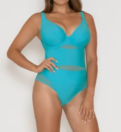 Curvy Kate Sheer Class Plunge One Piece Swimsuit CS1605