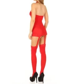 Dreamgirl Sheer Garter Dress Lace Trim And Attached Stocking 0035 -Pour Moi Bikinis Shop dreamgirl dg001 0035 bs