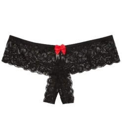 Dreamgirl Stretch Lace Crotchless Overlap Satin Bow Panty 7177 -Pour Moi Bikinis Shop dreamgirl dg001 7177 cs1