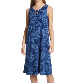 Ellen Tracy Blue Paisley Sleeveless Midi Sleepshirt 8225558