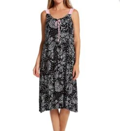 Ellen Tracy Black Paisley Midi Gown With Soft Bra 8225573
