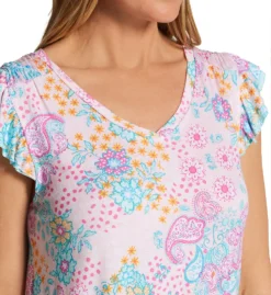 Ellen Tracy Paisley Short Sleeve Cropped Pant PJ Set 8725529 -Pour Moi Bikinis Shop ellen tracy elen01 8725529 cs2