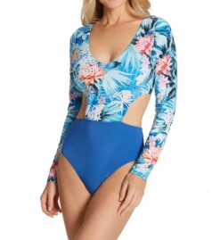 Everyday Sunday Sunrise Bay Long Sleeve Cut Out One Piece Swimsuit J0042