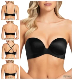 Fine Lines Memory Low Cut Strapless 4 Way Convertible Bra MM017 -Pour Moi Bikinis Shop fine lines flin01 mm017 cs4