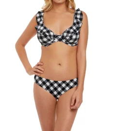 Freya Totally Check Underwire Plunge Ruffle Swim Top AS2923 -Pour Moi Bikinis Shop freya fre001 as2923 cs1