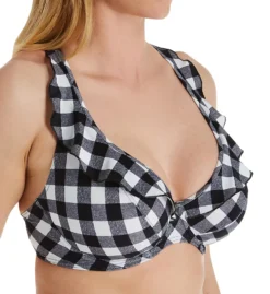 Freya Totally Check Underwire Plunge Ruffle Swim Top AS2923 -Pour Moi Bikinis Shop freya fre001 as2923 cs6