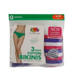 Fruit Of The Loom Cotton Bikini Panty - 3 Pack 3DBIKAS -Pour Moi Bikinis Shop fruit of the loom fotl01 3dbikas cs1