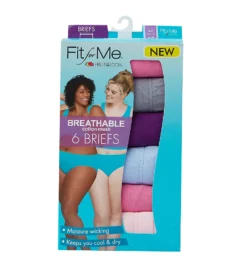 Fruit Of The Loom Fit For Me Cotton Mesh Brief Panties - 6 Pack 6DBCBRP -Pour Moi Bikinis Shop fruit of the loom fotl01 6dbcbrp cs1