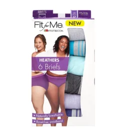 Fruit Of The Loom Fit For Me Plus Heather Brief Panties - 6 Pack 6DBRH1P -Pour Moi Bikinis Shop fruit of the loom fotl01 6dbrh1p cs1