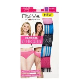 Fruit Of The Loom Fit For Me Plus Heather Hi-Cut Panties - 6 Pack 6DHCH1P -Pour Moi Bikinis Shop fruit of the loom fotl01 6dhch1p cs1