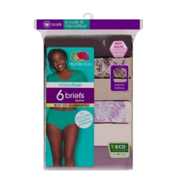 Fruit Of The Loom Microfiber Brief Panties - 6 Pack 6DMFBF1 -Pour Moi Bikinis Shop fruit of the loom fotl01 6dmfbf1 cs1