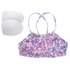 Hot Water Flower Power Mid Neck Halter Bikini Swim Top 24FP2060 -Pour Moi Bikinis Shop hot water hw01 24fp2060 cs4