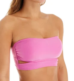 Hot Water Solids Longline Bandeau Bikini Swim Top 24ZZ1060