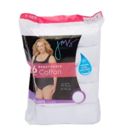 Just My Size Cool Comfort Cotton White Brief Panty - 6 Pack 16106P -Pour Moi Bikinis Shop just my size just01 16106p cs1